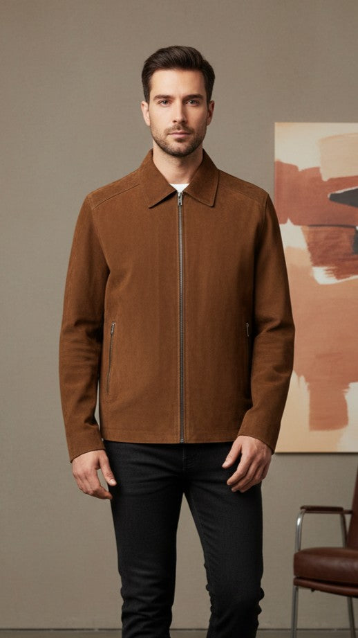Pierre - Mens Genuine Goat Suede Jacket
