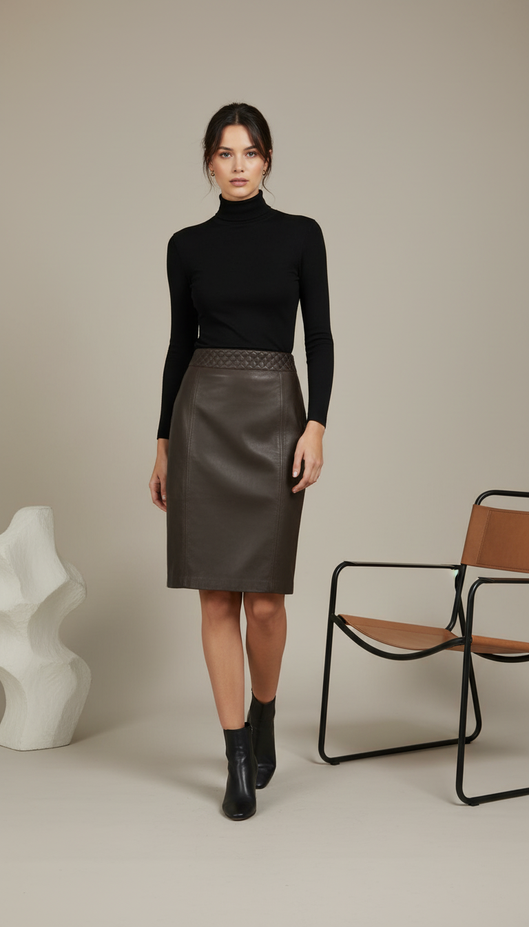 Noir - Brown Leather Skirt