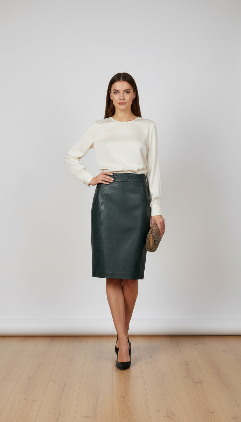Noir - Green Leather Skirt