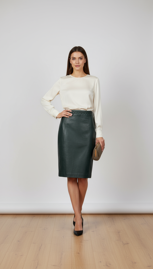 Noir - Green Leather Skirt