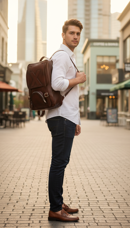 Felix - Dark Brown Series "X" Edition Quilted Leather Backpack