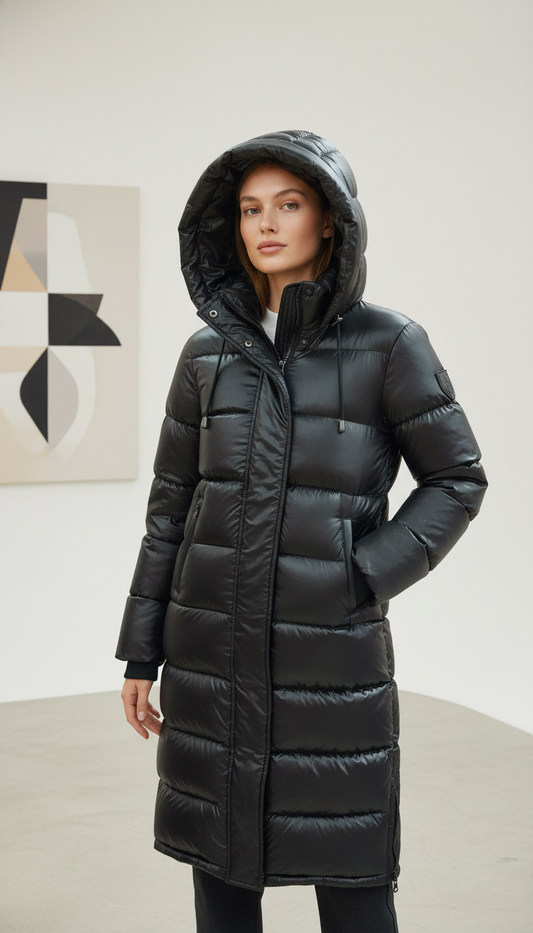 Aurelie - Black Long Puffer Coat