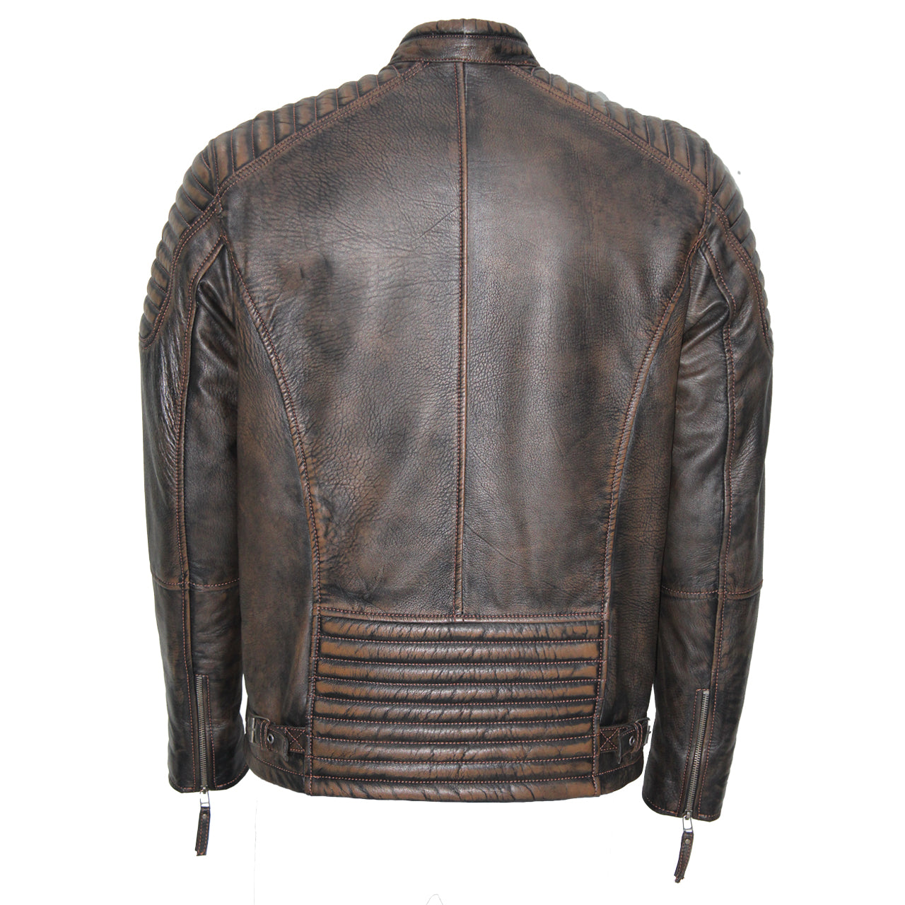 Dario - Black on Brown Two Tone Fungi Style Leather Moto Jacket