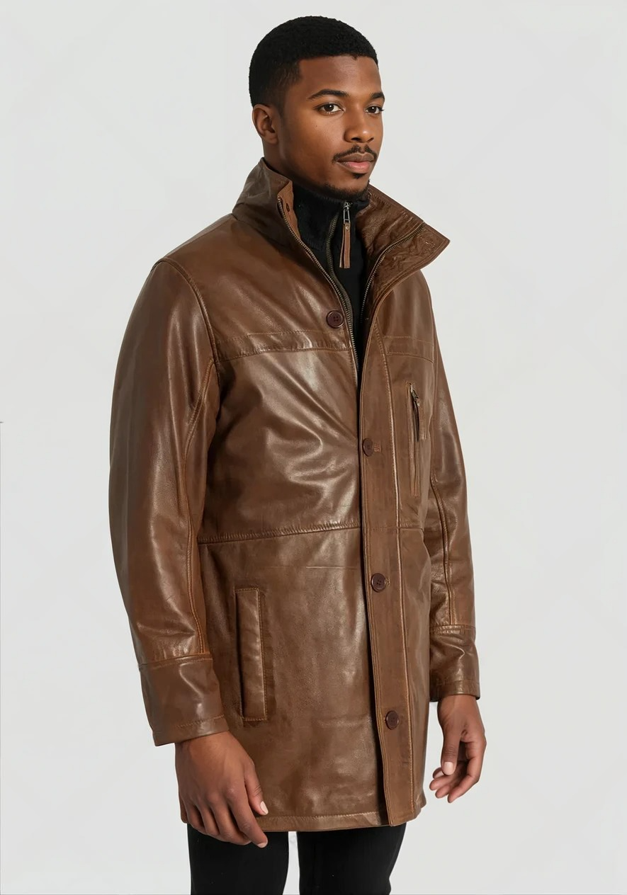 Lukas Reinhardt – Classic Cognac Leather Coat