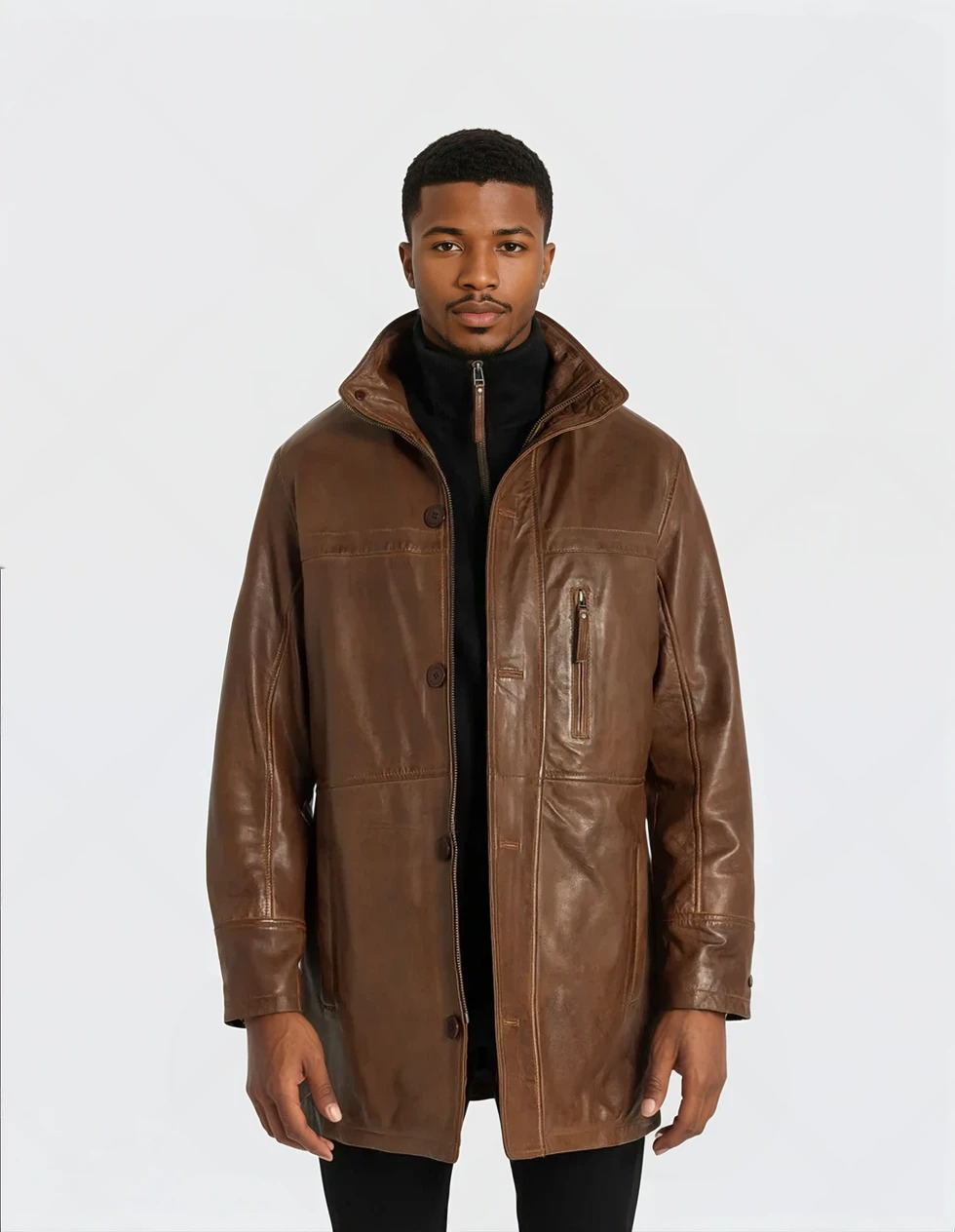 Lukas Reinhardt – Classic Cognac Leather Coat