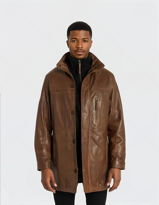 Lukas Reinhardt – Classic Cognac Leather Coat