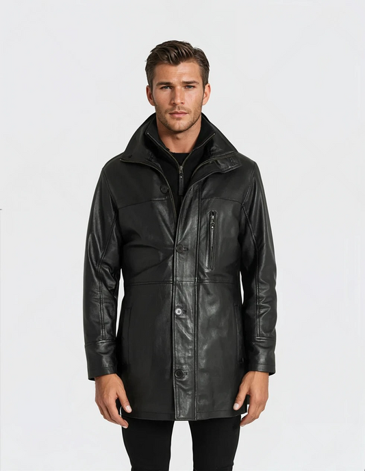 Lukas Reinhardt – Classic Black Leather Coat