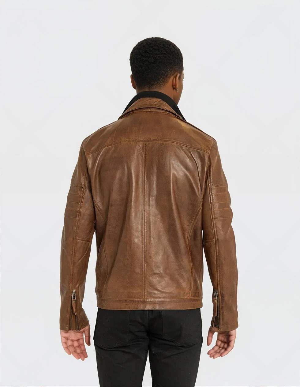 Adrien - Cognac Moto Leather Jacket