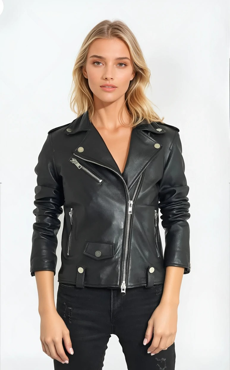 Anaïs - Black Leather Moto Jacket