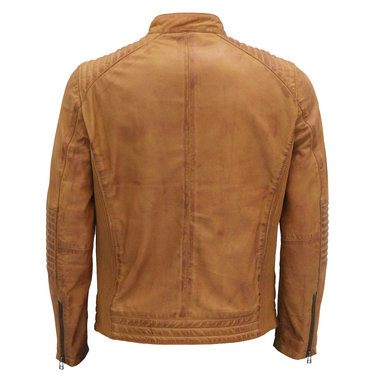Cedric - Cognac Quilted Moto Jacket