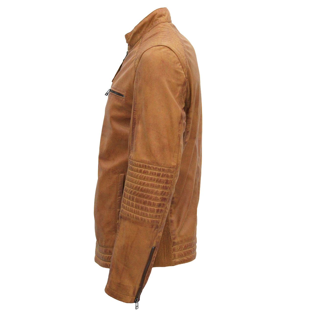 Cedric - Cognac Quilted Moto Jacket