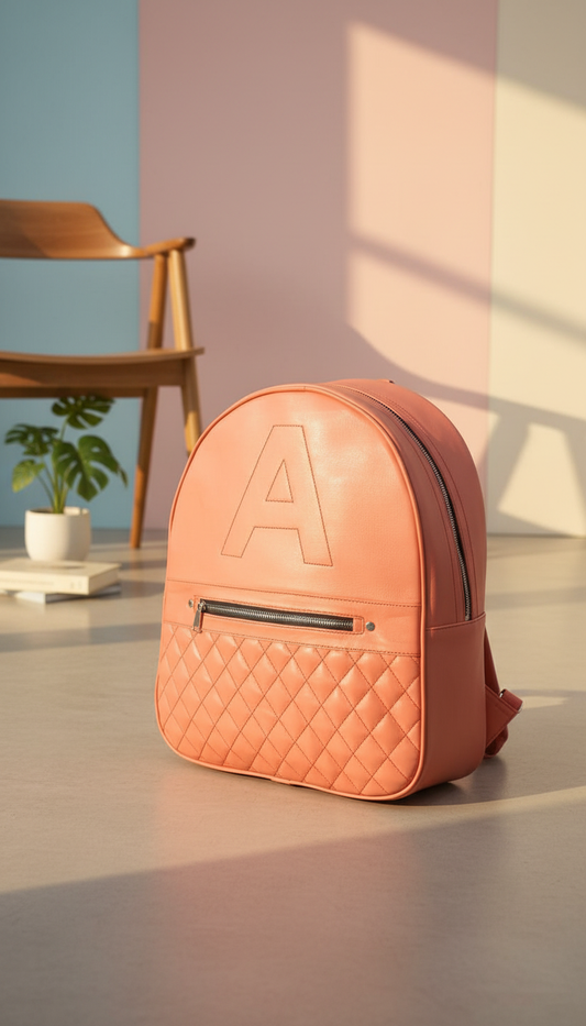 Arlette - Rose Pink Quilted Leather Backpack