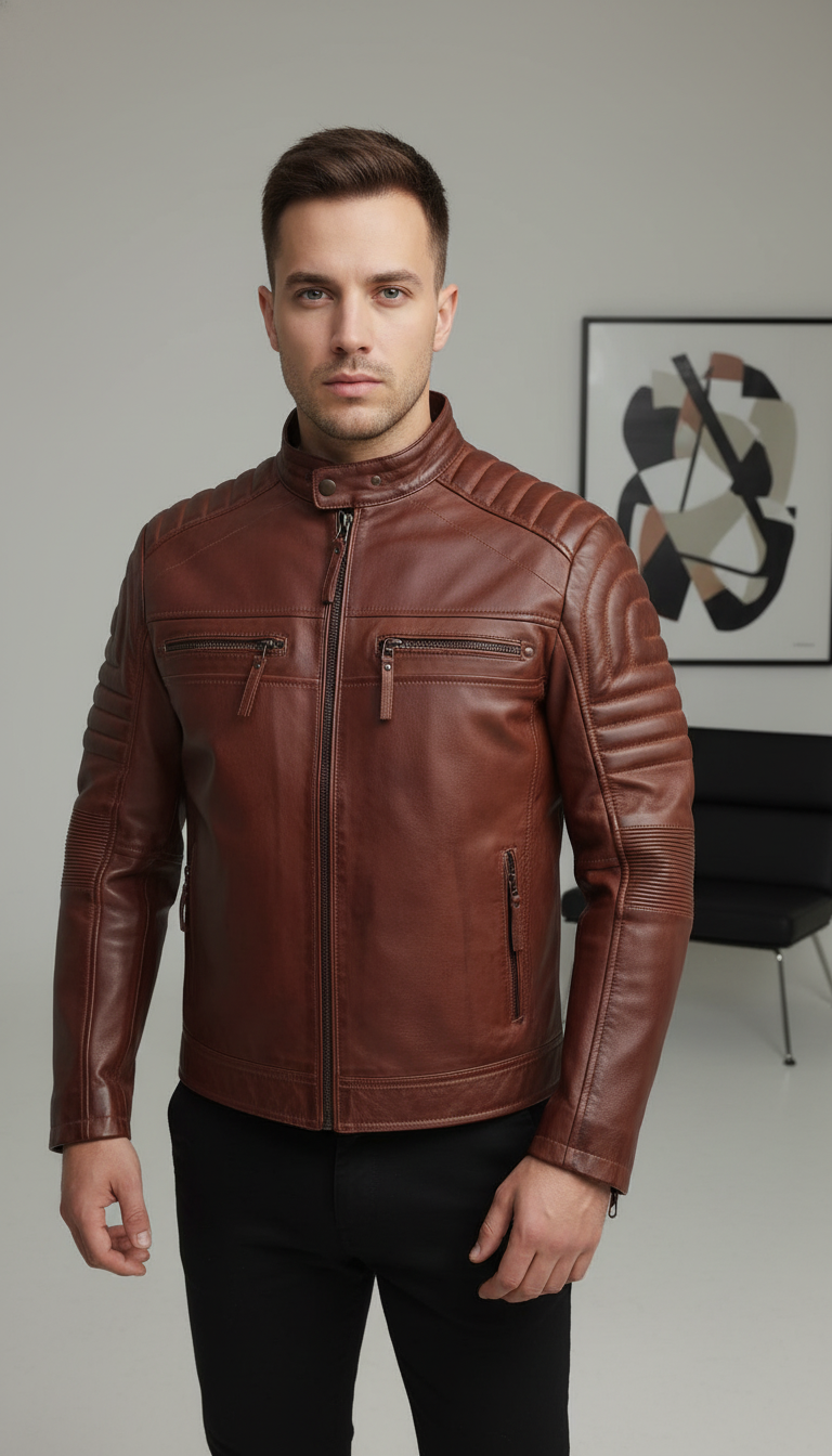 Theo - Cognac Leather Jacket