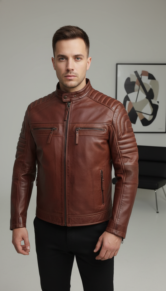 Theo - Cognac Leather Jacket