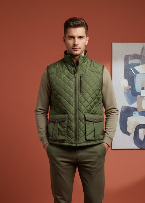 Otto - Olive Green Quilted Field Vest
