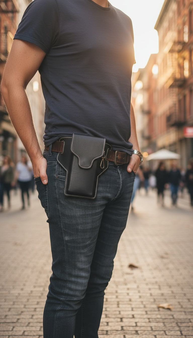Nomad - Black Leather Universal Mobile Holster