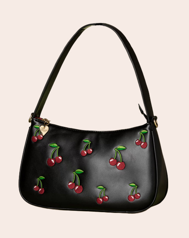Cerise - Cherry Embroidered Shoulder Bag
