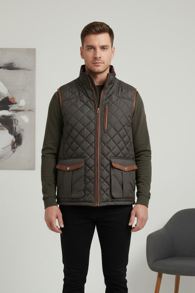 Otto - Dark Chocolate Brown Quilted Field Vest