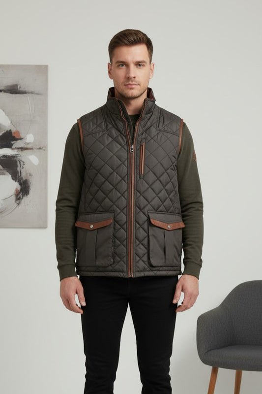 Otto - Dark Chocolate Brown Quilted Field Vest