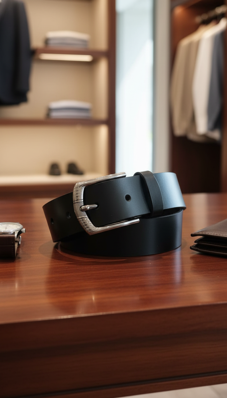 Cambridge - Black Leather Belt