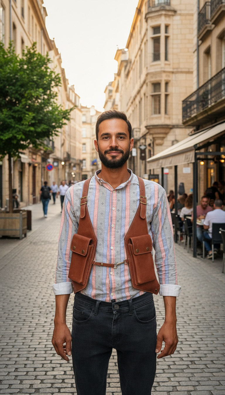 Frontier - Cognac Leather Mobile Holster Vest