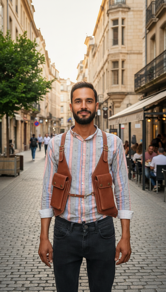 Frontier - Cognac Leather Mobile Holster Vest
