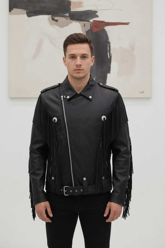 Gaspard - Black Fringed Biker Jacket