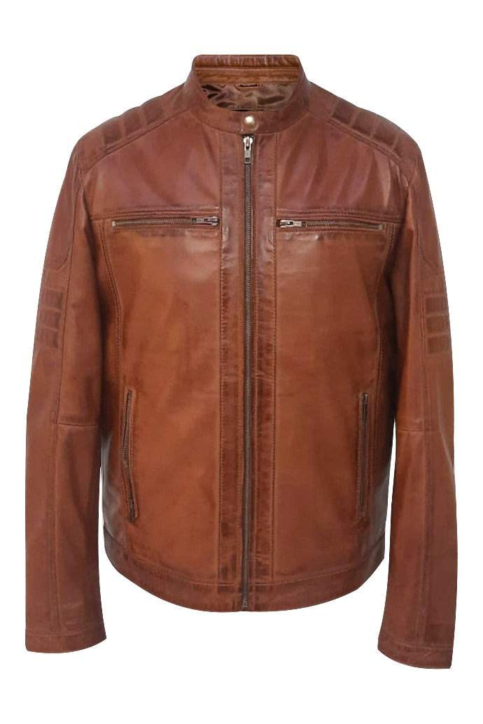Lucien - Light Cognac Moto Leather Jacket