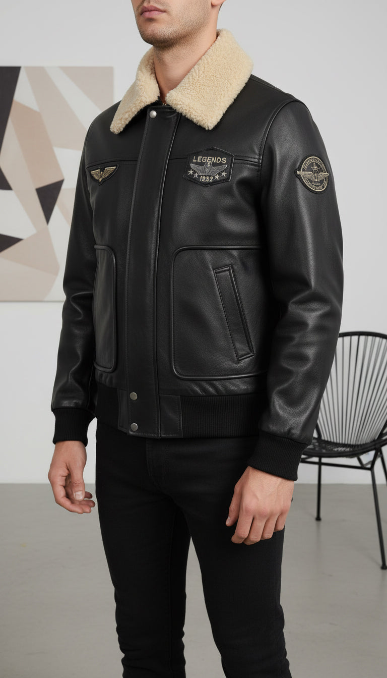 Marcel - Vintage Black Aviator Jacket