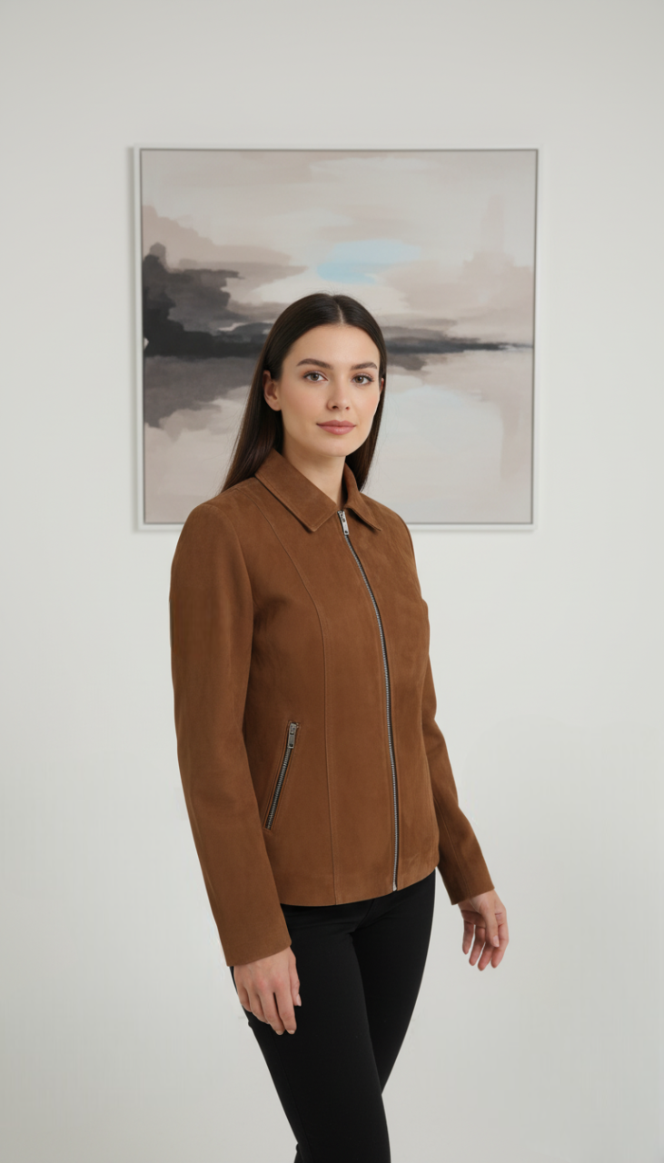 Manon - Womens Genuine Goat Suede Jacket